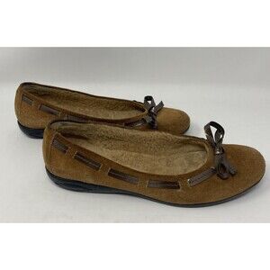 Stuart Weitzman Ballet Flats Suede W/Shearling Lining Rubber Sole Size 8M